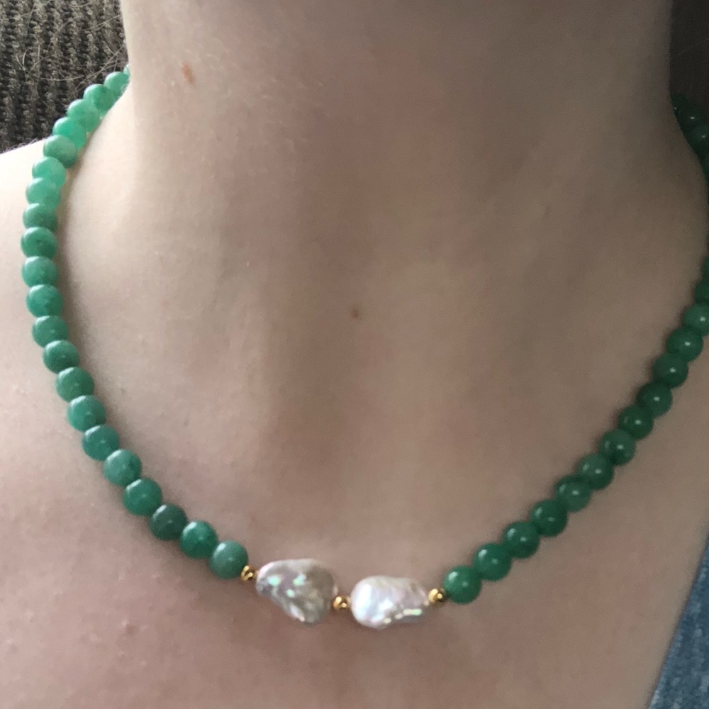 Aventurine baroque pearl necklace
